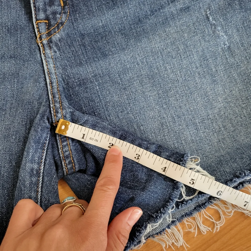 Madewell High Rise Jean Cutt Off Shorts 28 Glenoaks Medium Blue Wash